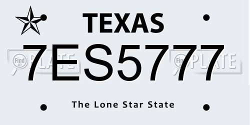 7ES5777 Texas License Plate