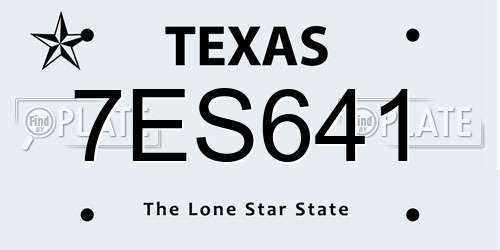 7ES641 Texas License Plate