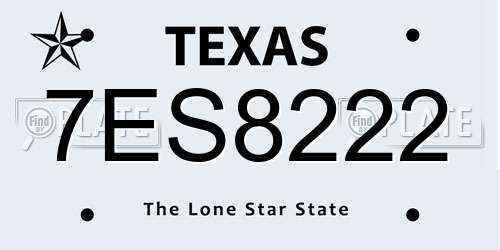 7ES8222 Texas License Plate