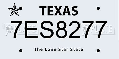 7ES8277 Texas License Plate