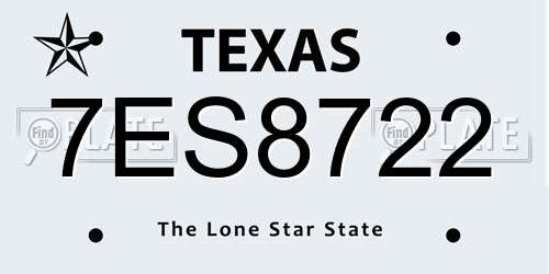 7ES8722 Texas License Plate