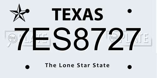 7ES8727 Texas License Plate