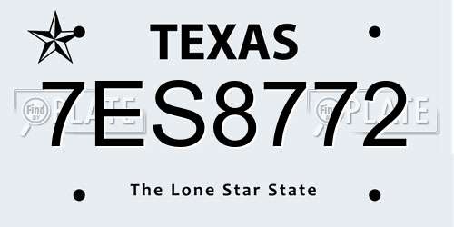 7ES8772 Texas License Plate