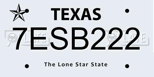 7ESB222 Texas License Plate
