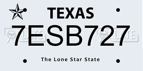 7ESB727 Texas License Plate