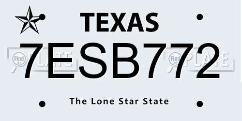 7ESB772 Texas License Plate