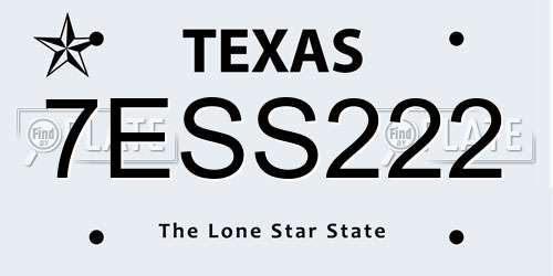 7ESS222 Texas License Plate