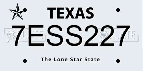 7ESS227 Texas License Plate