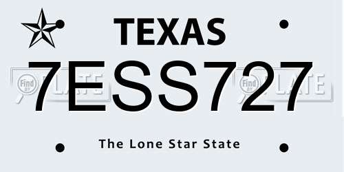 7ESS727 Texas License Plate
