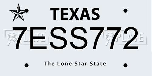 7ESS772 Texas License Plate