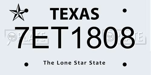 7ET1808 Texas License Plate