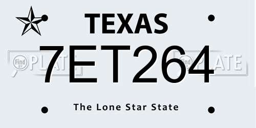 7ET264 Texas License Plate