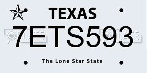 7ETS593 Texas License Plate