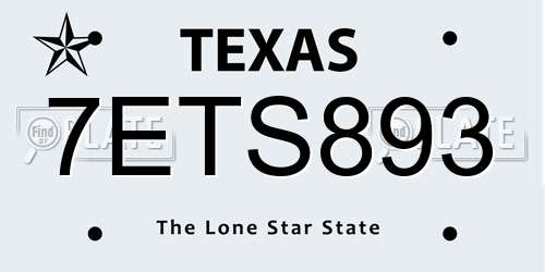 7ETS893 Texas License Plate
