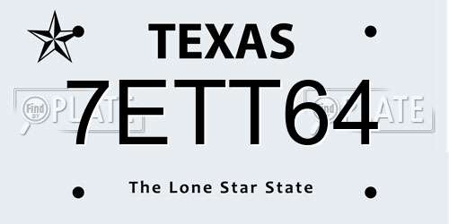 7ETT64 Texas License Plate