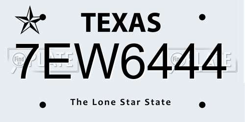7EW6444 Texas License Plate
