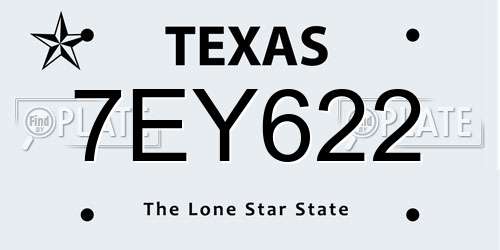 7EY622 Texas License Plate