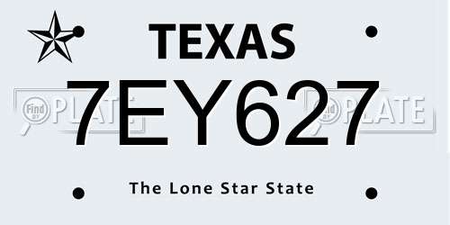 7EY627 Texas License Plate