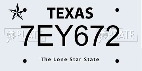 7EY672 Texas License Plate