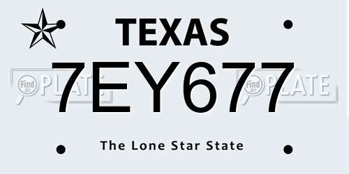 7EY677 Texas License Plate