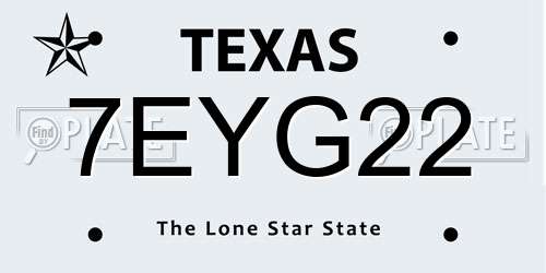 7EYG22 Texas License Plate