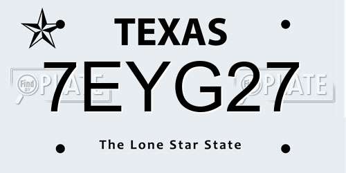 7EYG27 Texas License Plate