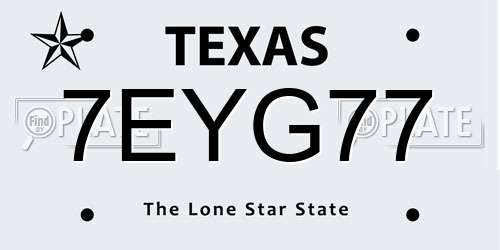 7EYG77 Texas License Plate