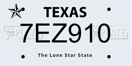 7EZ910 Texas License Plate
