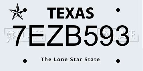 7EZB593 Texas License Plate