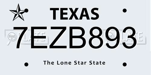 7EZB893 Texas License Plate