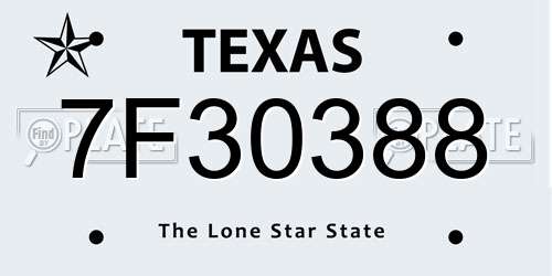 7F30388 Texas License Plate