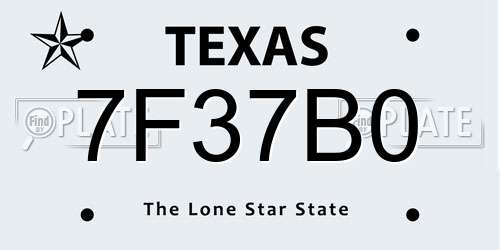 7F37B0 Texas License Plate
