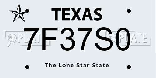 7F37S0 Texas License Plate