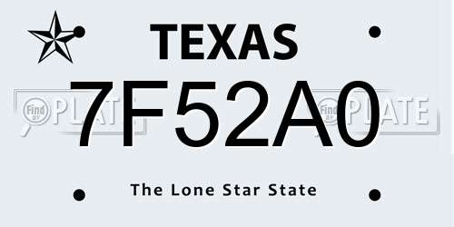 7F52A0 Texas License Plate