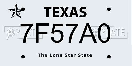 7F57A0 Texas License Plate