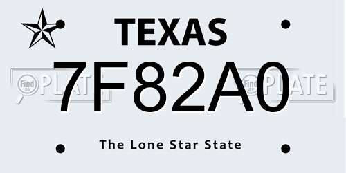 7F82A0 Texas License Plate