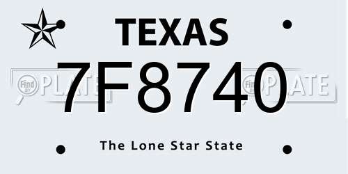 7F8740 Texas License Plate