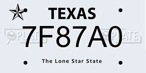 7F87A0 Texas License Plate