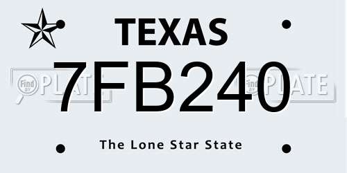 7FB240 Texas License Plate