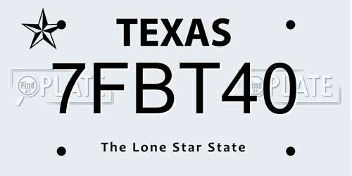 7FBT40 Texas License Plate
