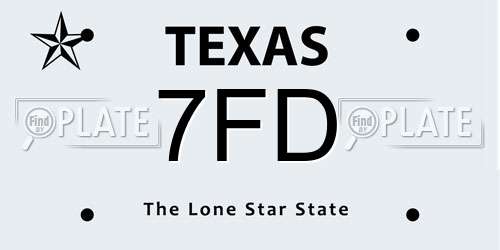 7FD Texas License Plate