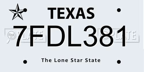 7FDL381 Texas License Plate