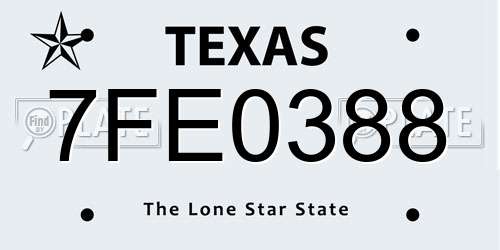 7FE0388 Texas License Plate