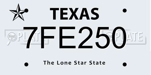 7FE250 Texas License Plate