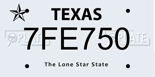 7FE750 Texas License Plate