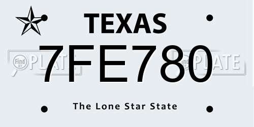 7FE780 Texas License Plate