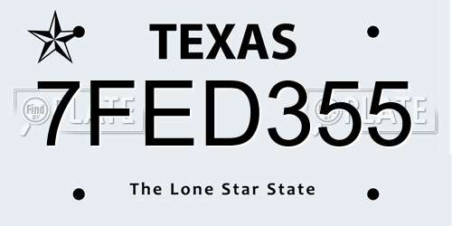 7FED355 Texas License Plate