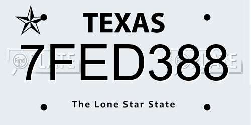 7FED388 Texas License Plate