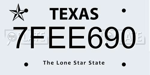 7FEE690 Texas License Plate