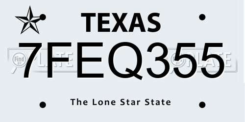 7FEQ355 Texas License Plate